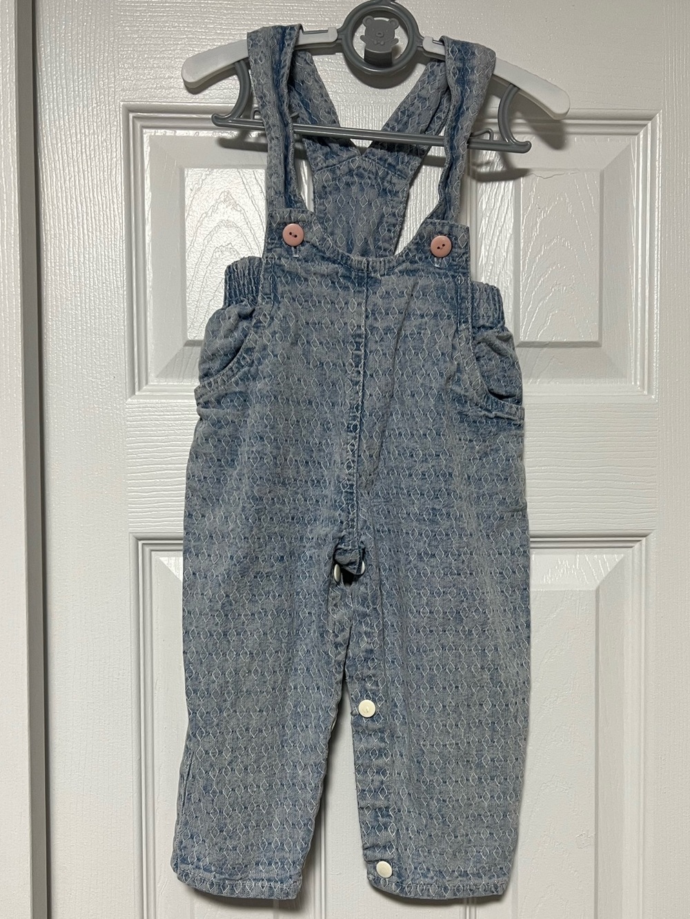 Vintage 90s San Francisco Blues Diamond Stitch Denim Bubble Romper baby 12M